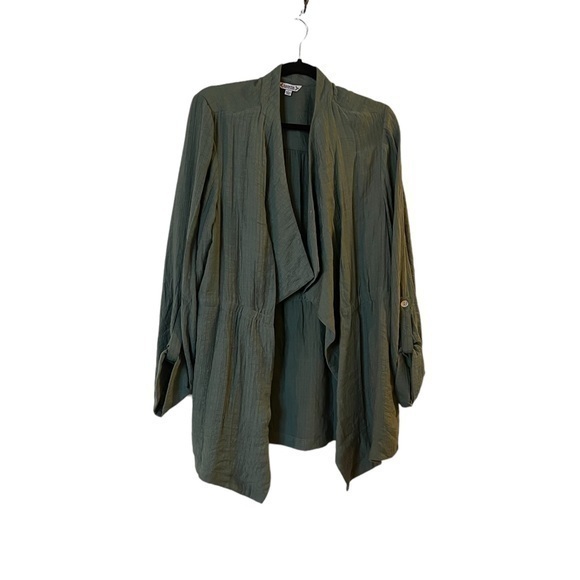 Nanette Lepore Tops - NWT! Nanette Lepore Sage Green Gauze Elastic Waist Open Blouse / Light Jacket